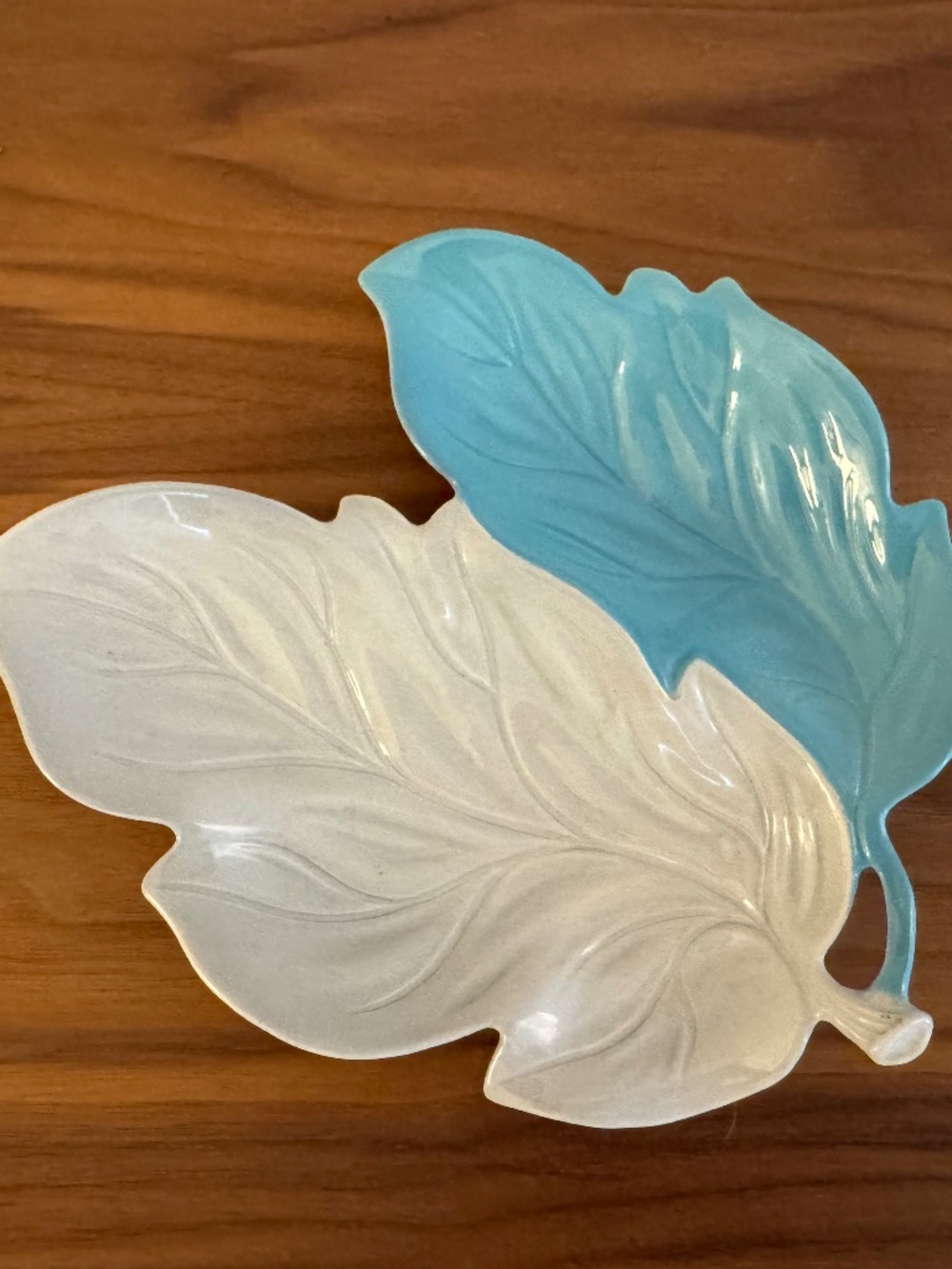 Vintage Carlton Ware Porcelain Two Tone Leaf Pattern Dish
